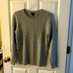 NWOT! Women’s Talbots Small Petite silver metallic cable knit sweater.